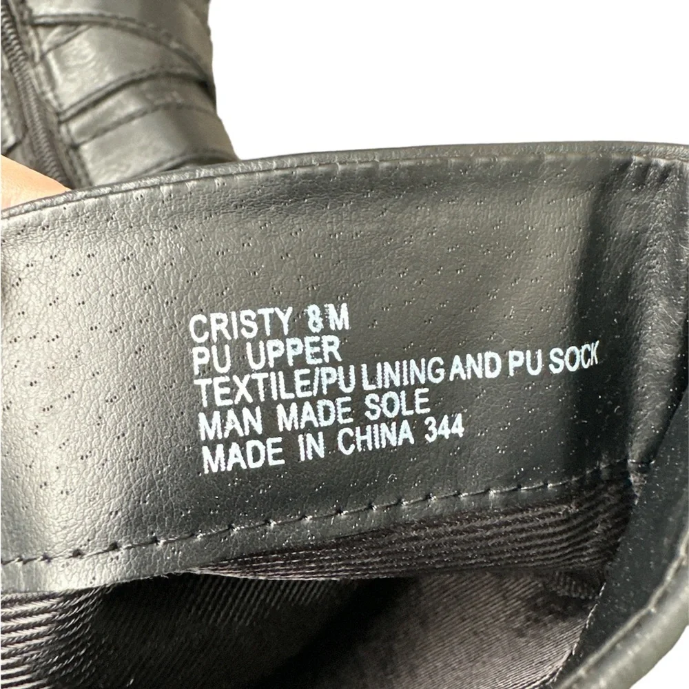 Madden Girl Black Buckle Riding Boots with Zipper - Picture 4 of 5